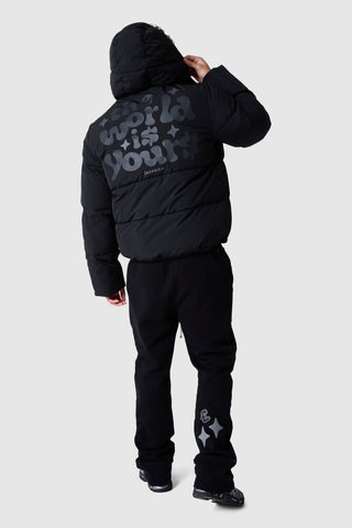 World Is Yours Puffer Jacket - Black