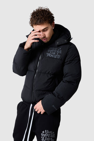 World Is Yours Puffer Jacket - Black