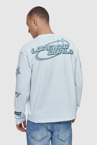 LORENZO WORLD STICKER LS TEE - WHITE