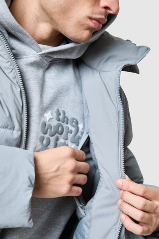 World Is Yours Puffer Jacket - Moon Grey