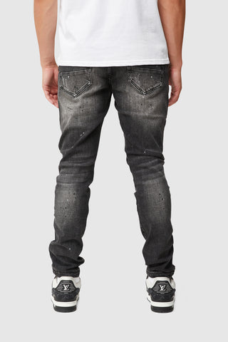 GUY BUTTON HEM JEANS - BLACK