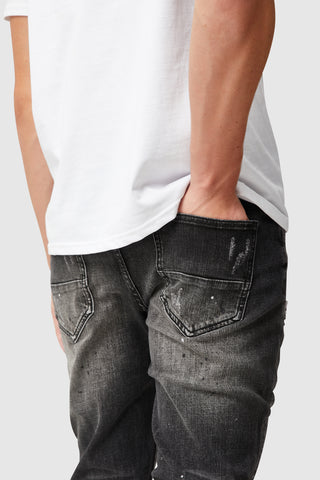 GUY BUTTON HEM JEANS - BLACK