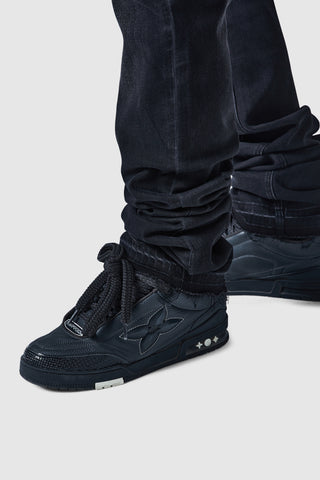 Jean Stacked - Délavage noir à la pierre