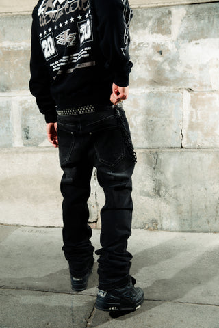 Jean Stacked - Délavage noir à la pierre